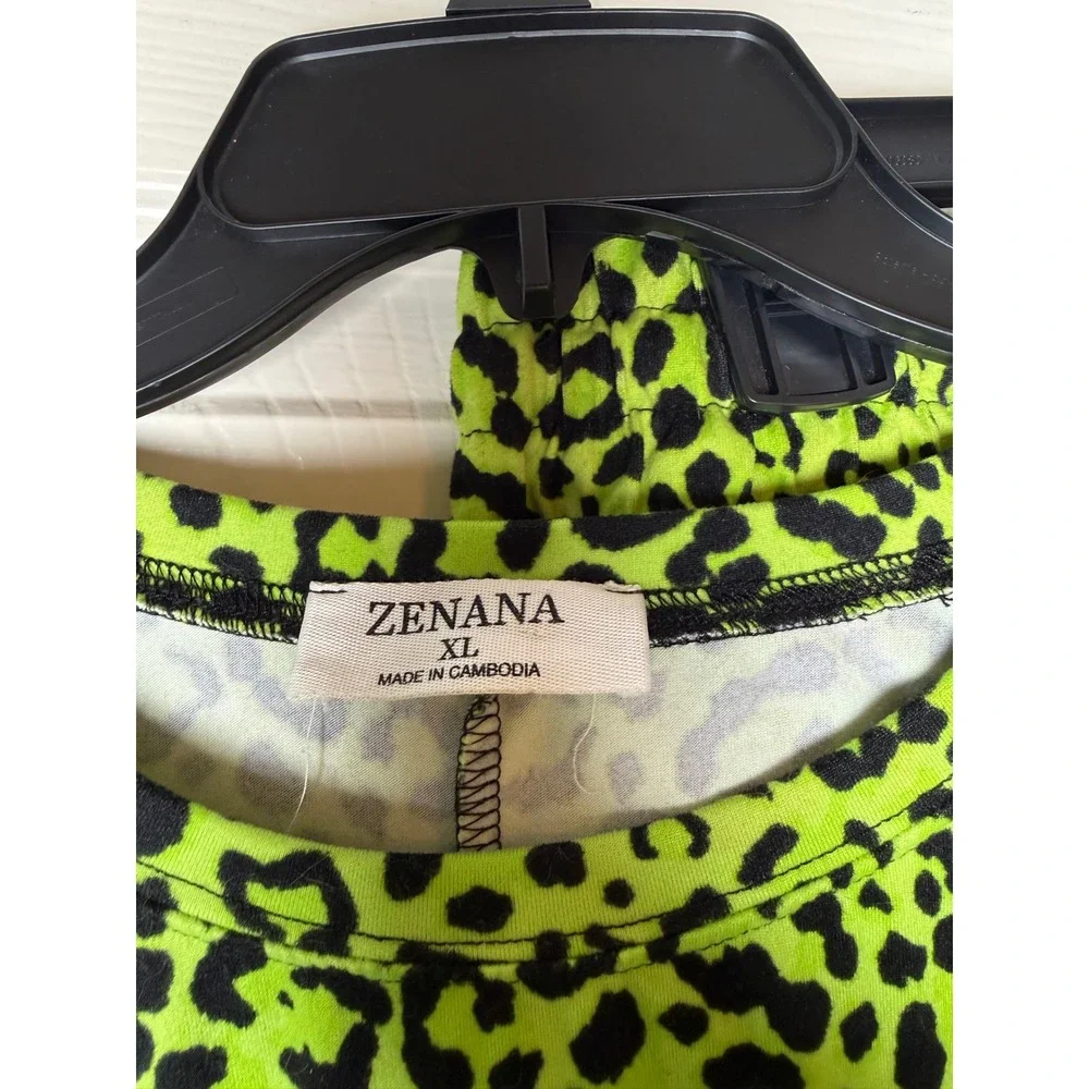 Zenana green and black leopard print set long-sleeved top and matching joggers